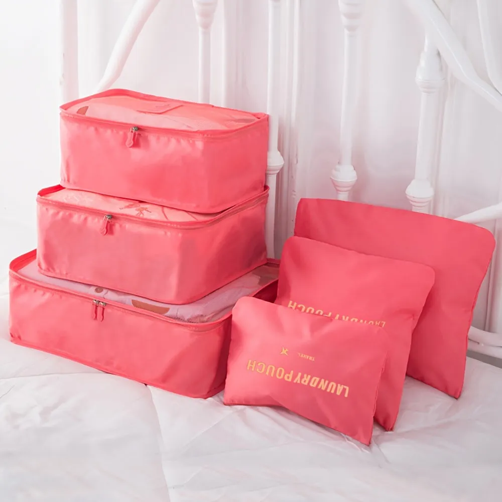 6PCS Travel Storage Bag Set Organize Clothes  Shoes