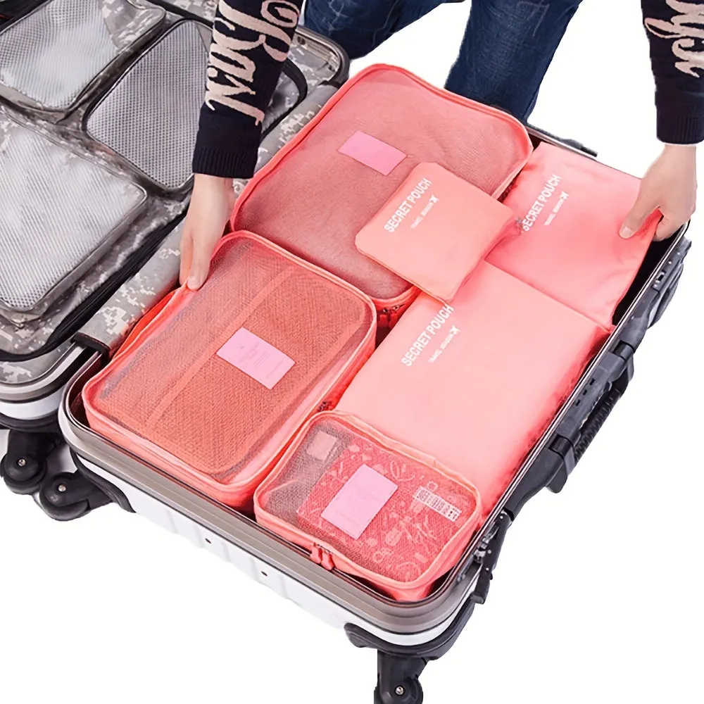 6PCS Travel Storage Bag Set Organize Clothes  Shoes