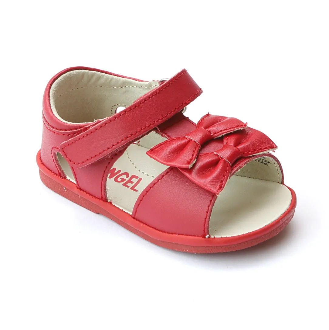 Angel Baby Girls Twin Bow T-Strap Sandal