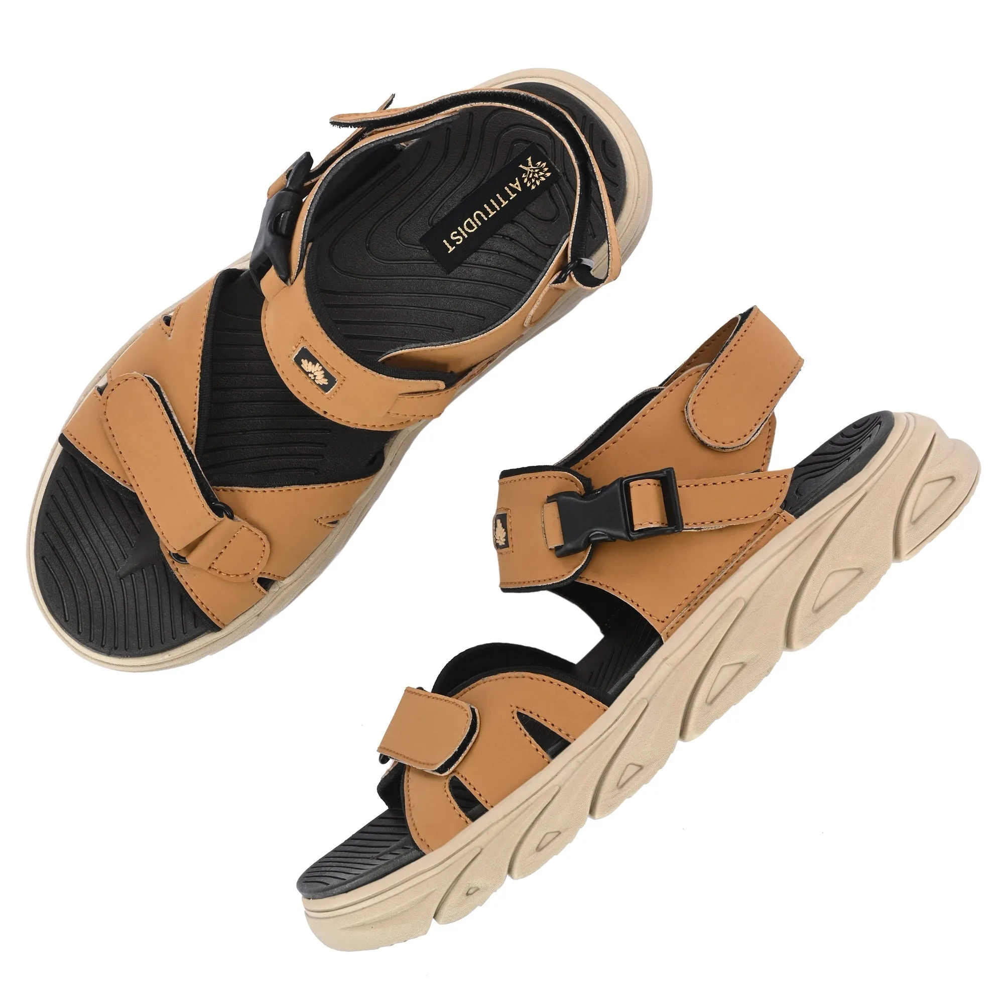 Attitudist Unisex Handcrafted Tan Casual Sandal