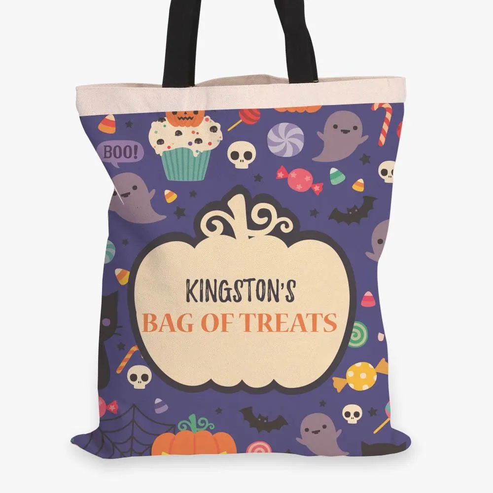 Bag Of Treats Custom Halloween Tote Bag | Personalized Trick or Treat Bag