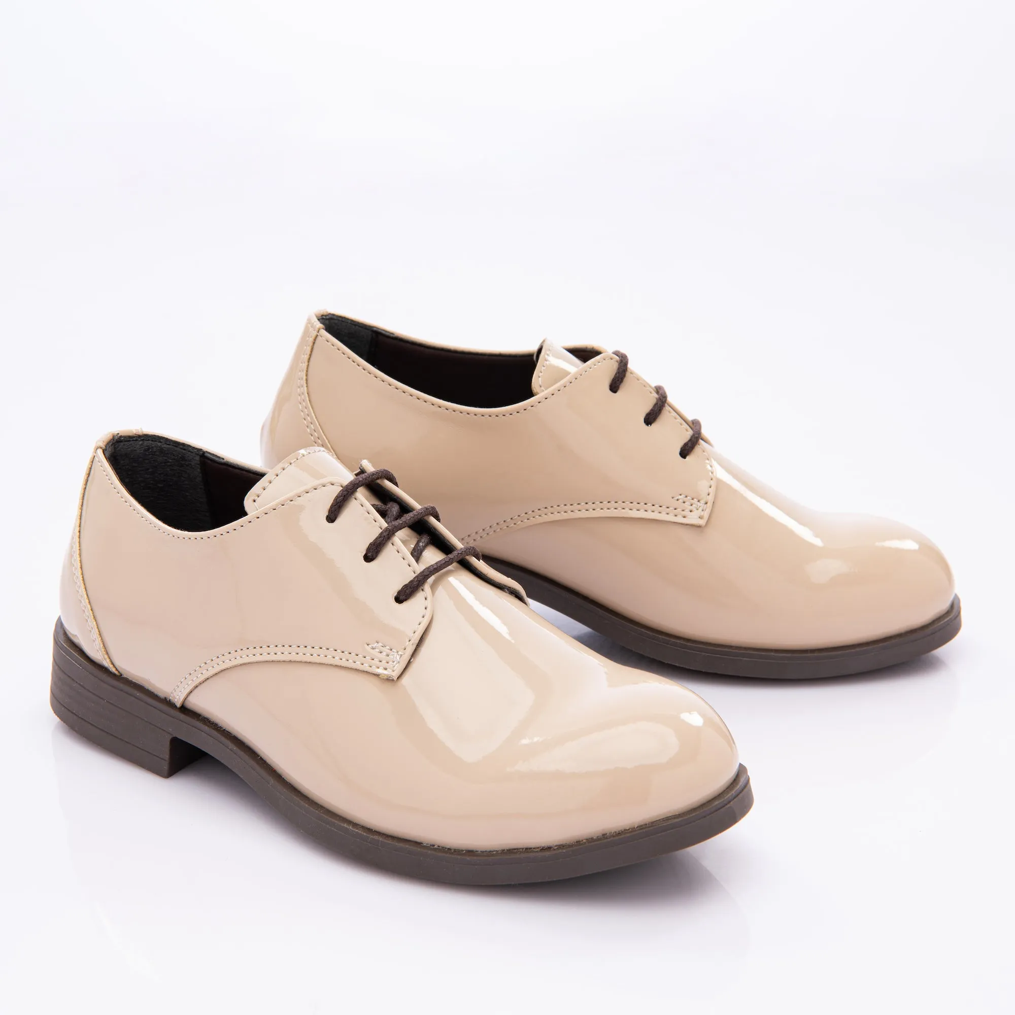 Beige Patent Lace Dress Shoes