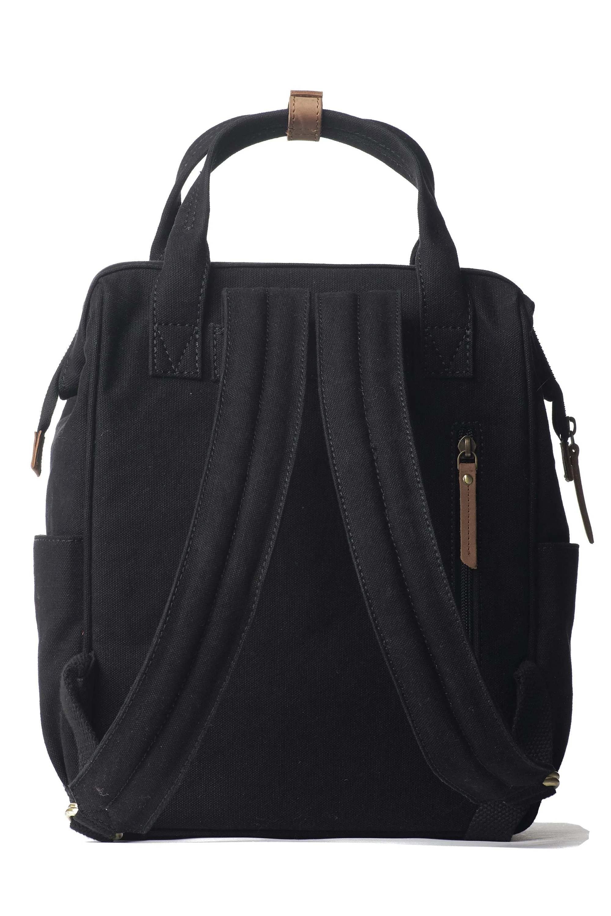 billie's backpack black canvas & leather