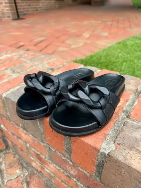 Cassie Matte Black Slide on Sandal