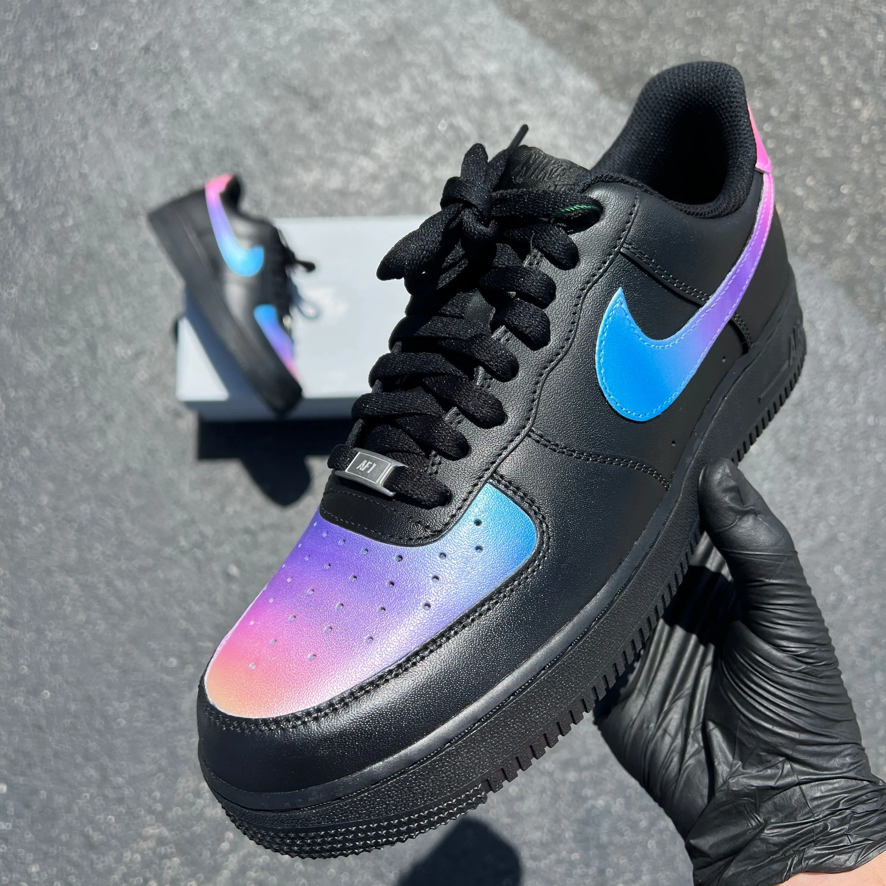 Custom Hand Painted Ombre Gradient White Nike Air Force 1