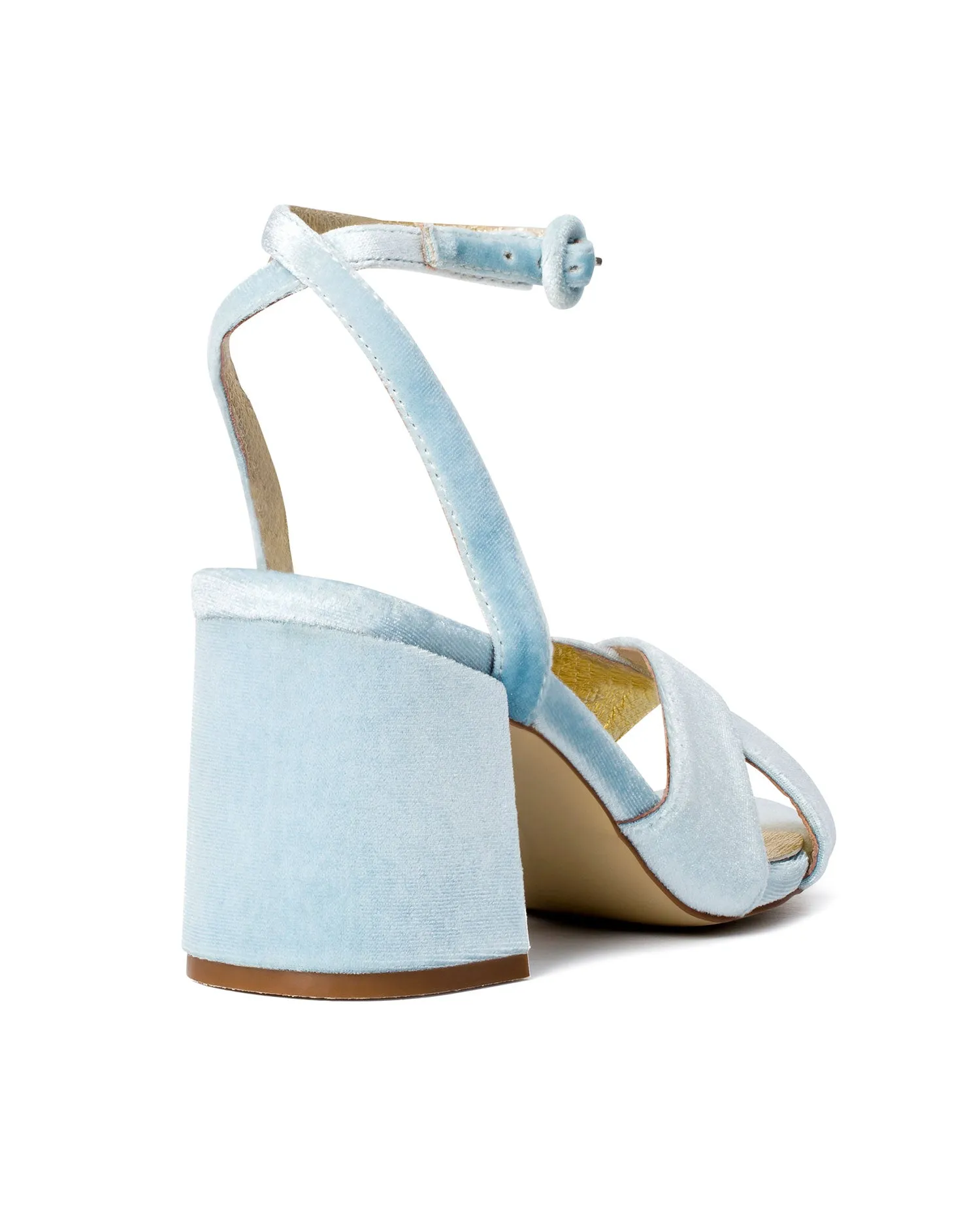 DOVE - BLUE VELVET BLOCK HEEL BRIDAL SHOES