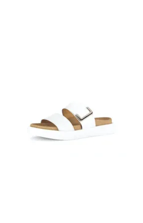 Gabor Slip On Buckle Sandal in White