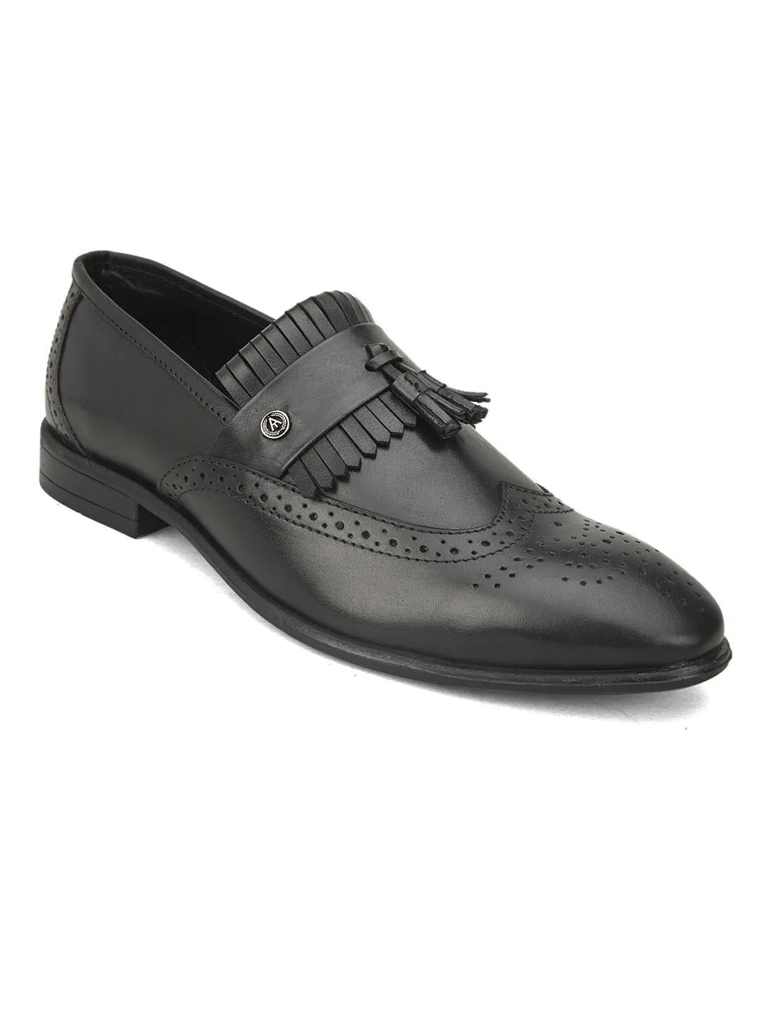 Genuine Leather Black Fancy Party/ Dress Formal Slip On Shoes