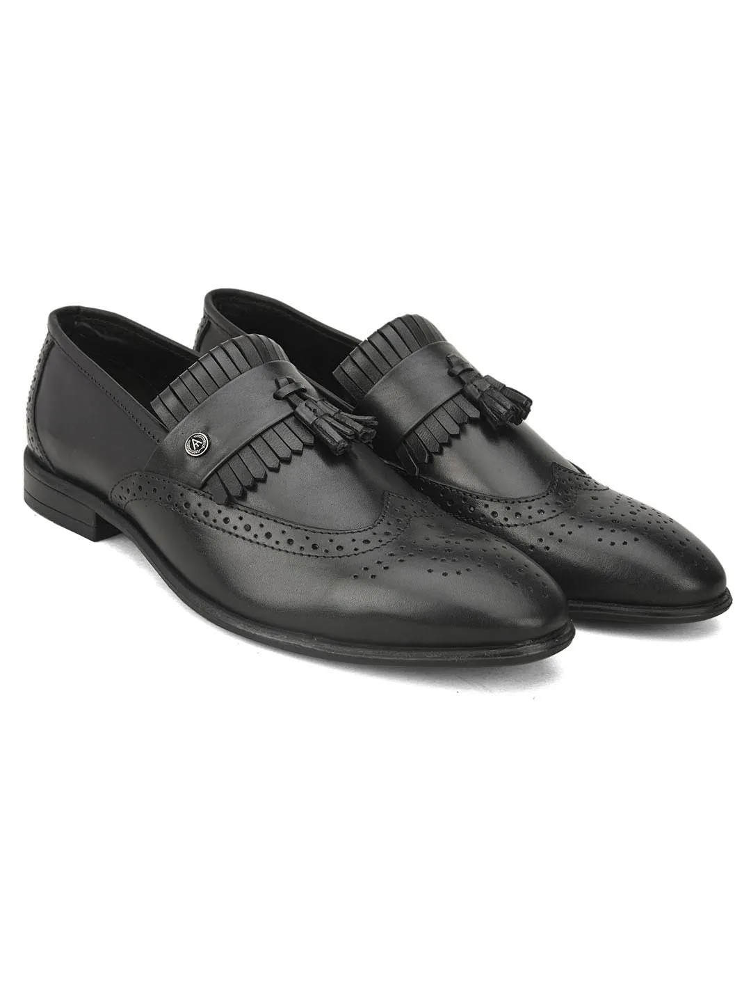 Genuine Leather Black Fancy Party/ Dress Formal Slip On Shoes