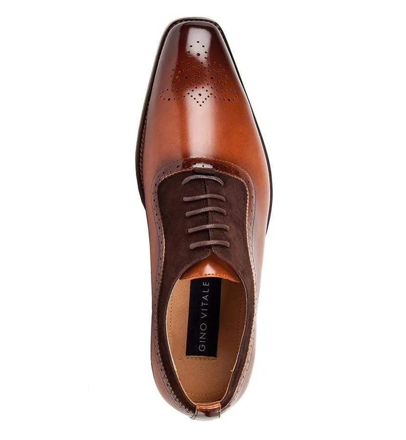 Gino Vitale Men's Lace Up Medallion Toe Dress Shoes