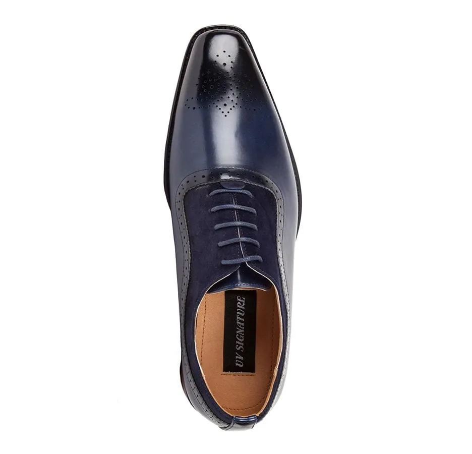 Gino Vitale Men's Lace Up Medallion Toe Dress Shoes