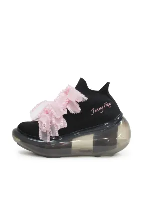 Logo Embroidery Ribbon Shoes / Black BlackPink