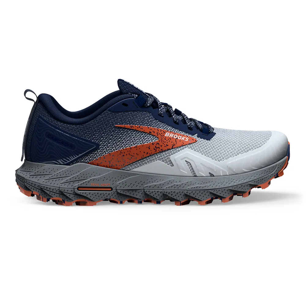 Men's Brooks Cascadia 17, Blue/Navy/Firecracker, 7 2E Wide