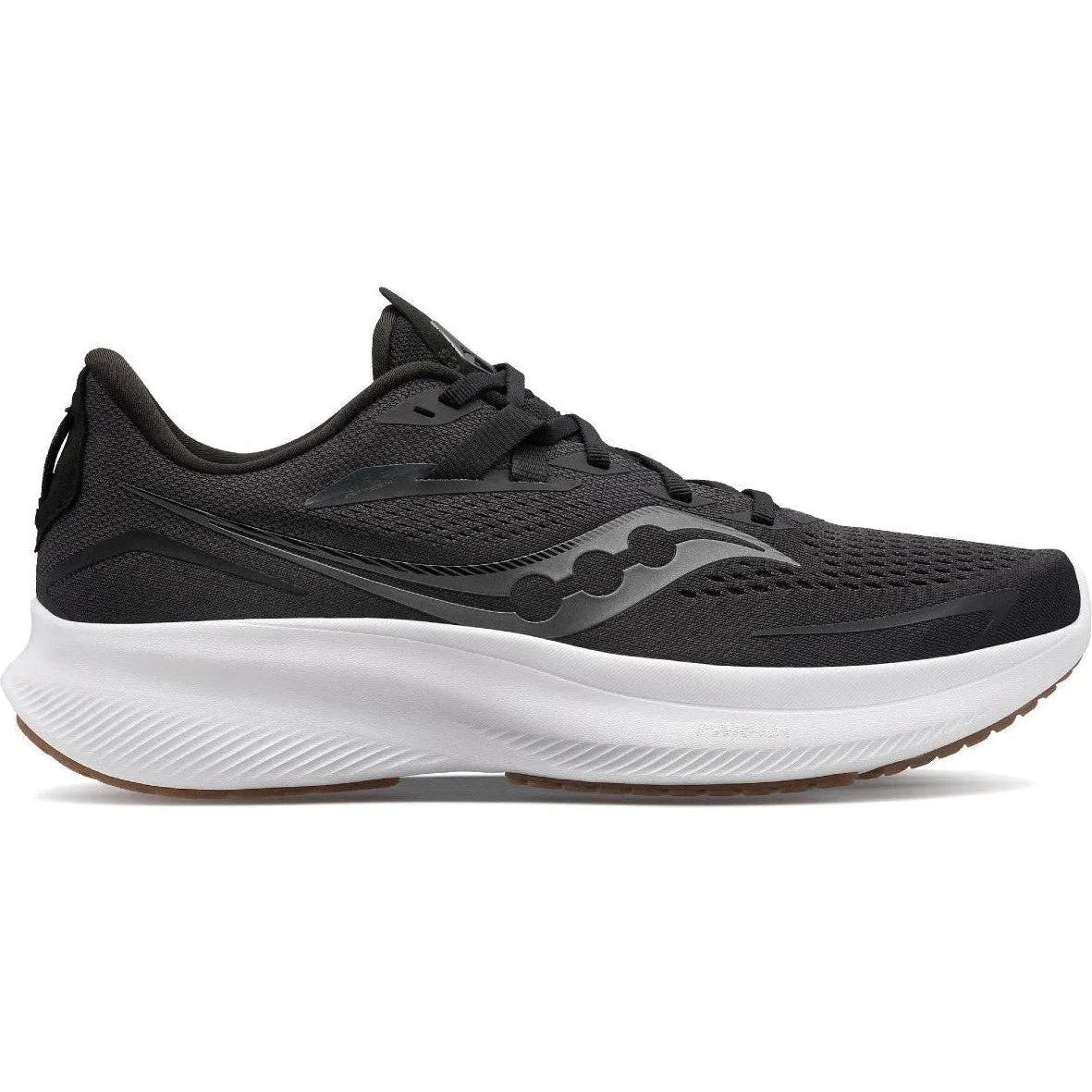 Men's Saucony Ride 15, BLACK/GUM, 9.5 D Medium