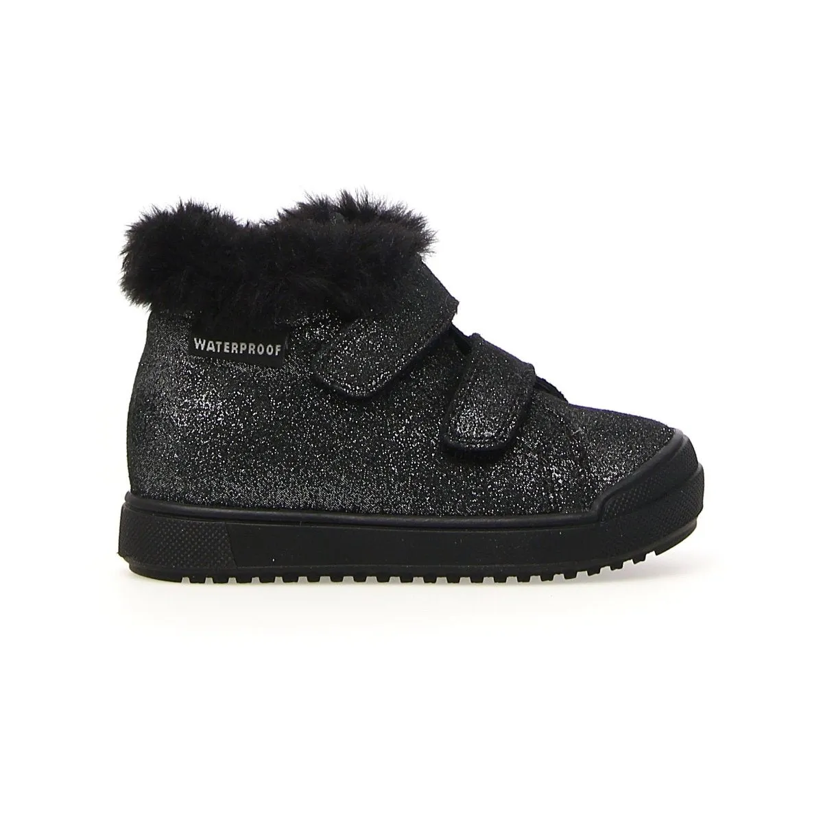 Naturino Girl's (Sizes 27-32) Dellen Black Glitter/Fur Lined Waterproof