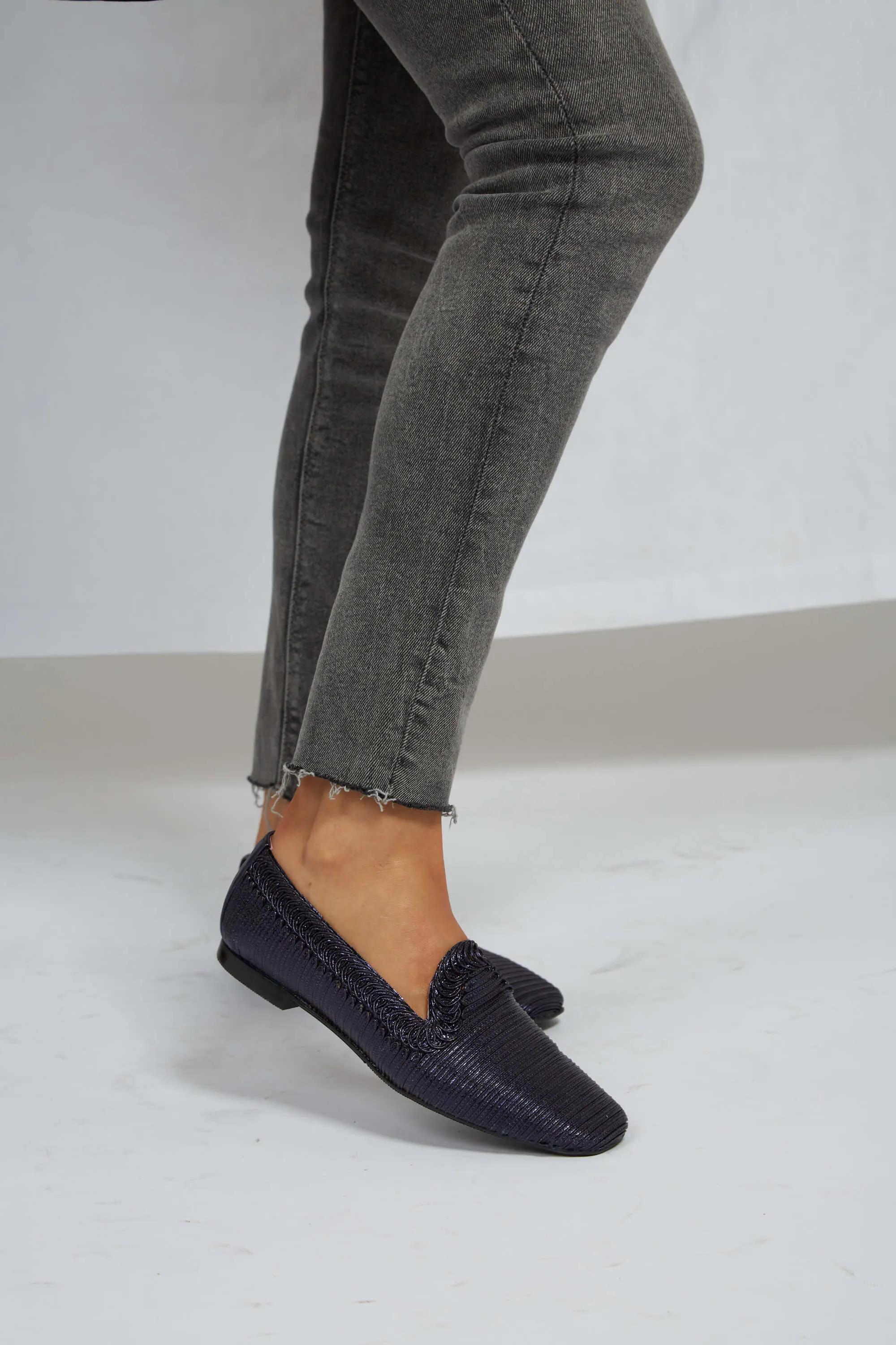 NY Metallic Vegan Loafers | Ocean Blue