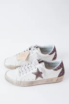 Paula Star Sneaker With Glitter Back, Pewter | SHUSHOP