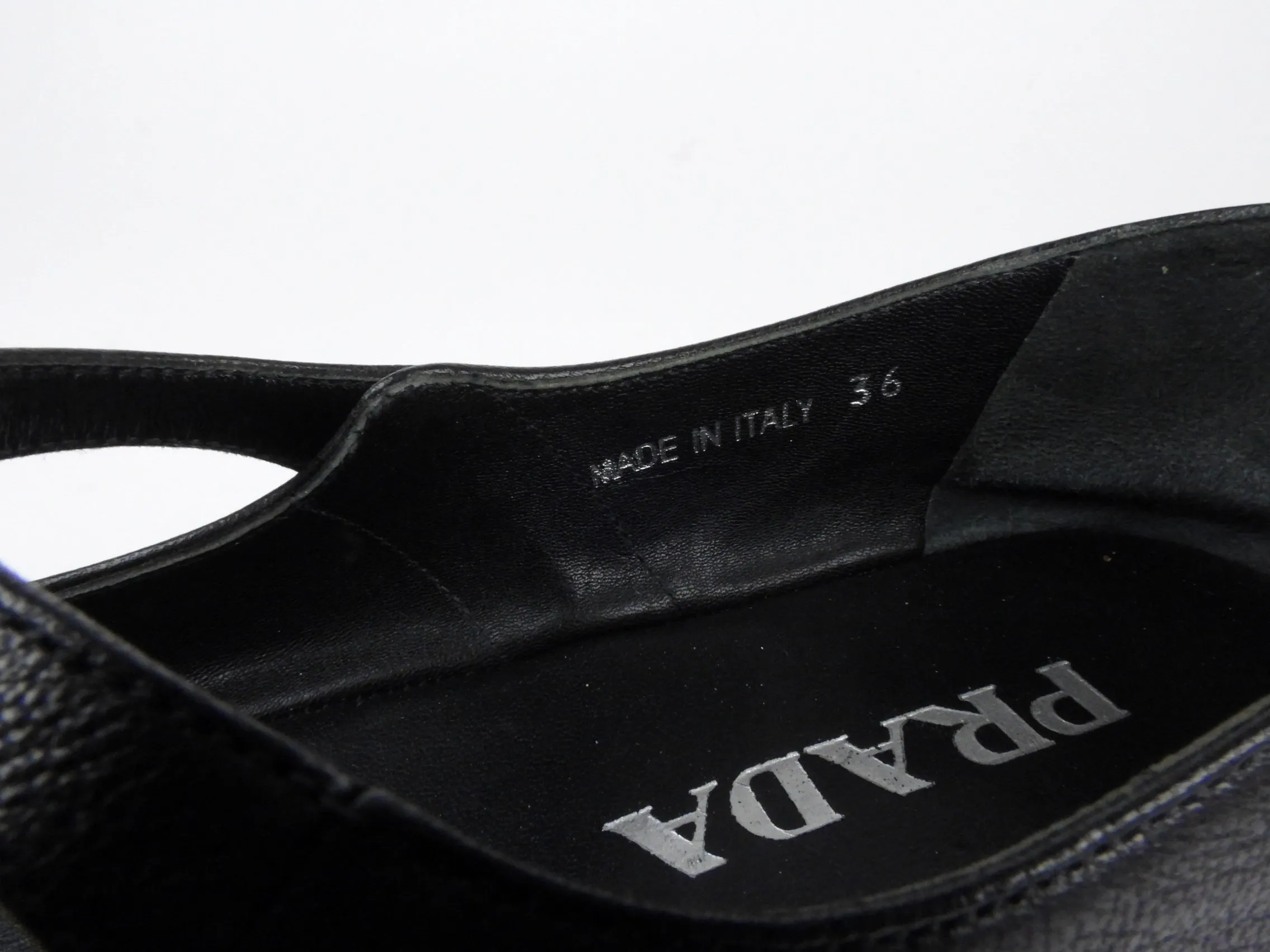 Prada Black Leather Mary Jane Espadrille Platform Shoes - 36 / 6