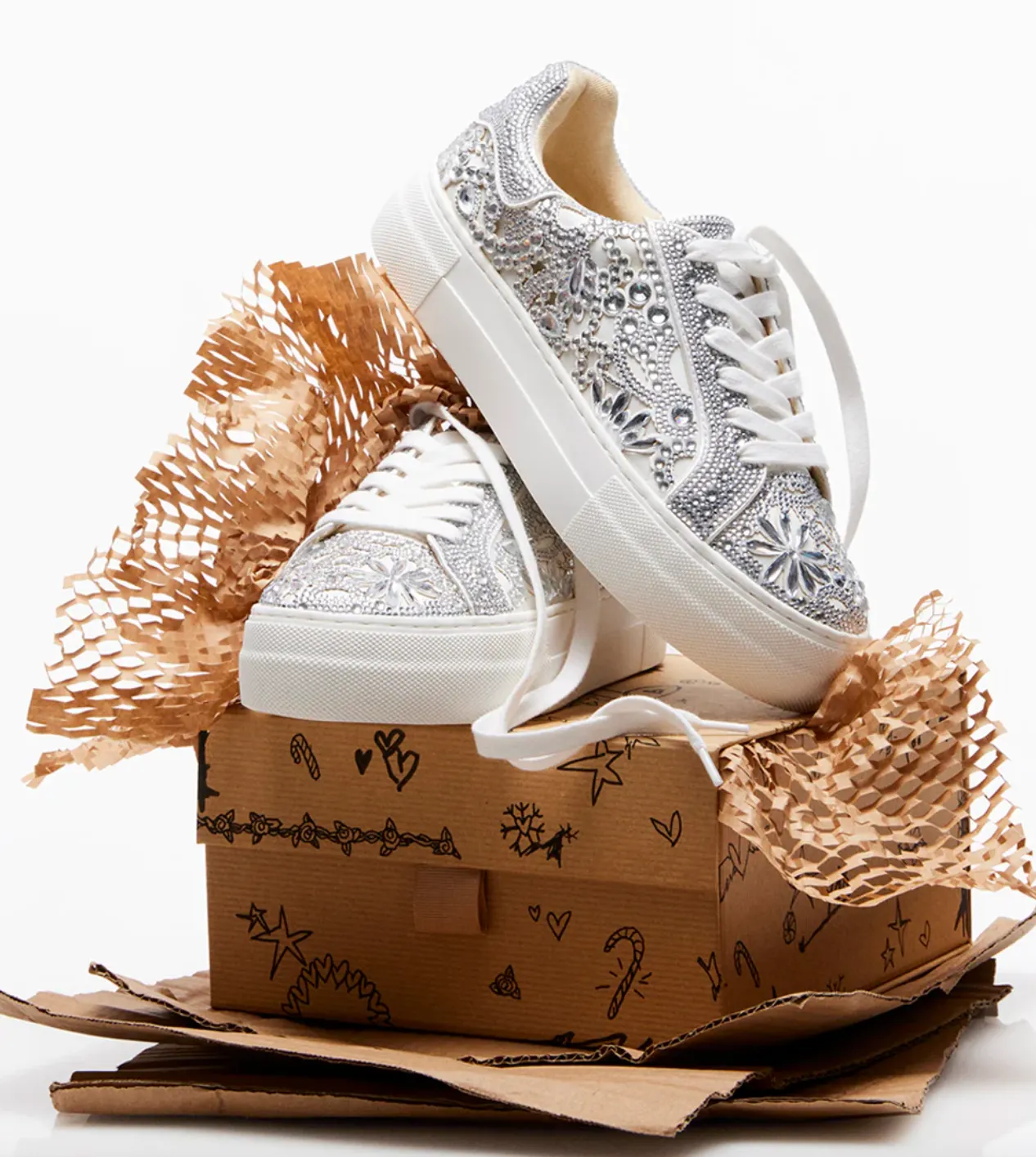 Reily Rhinestone Sneaker in White