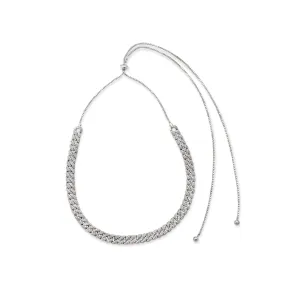 Sterling Silver - Curb Pave Chain Link Necklace