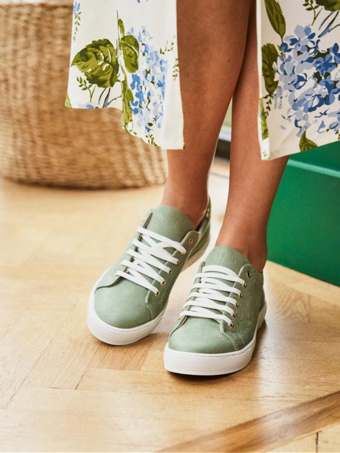 Virevolte Recycled Grain Vegan Suede Sneakers | Sage