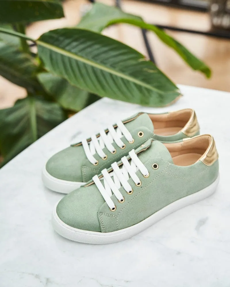 Virevolte Recycled Grain Vegan Suede Sneakers | Sage