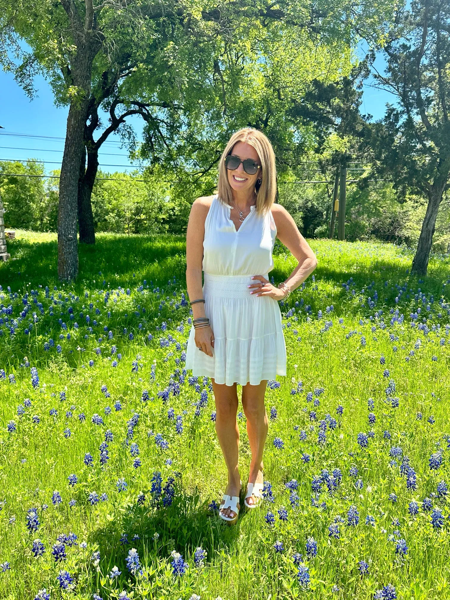 White Chiffon Striped Mini Dress