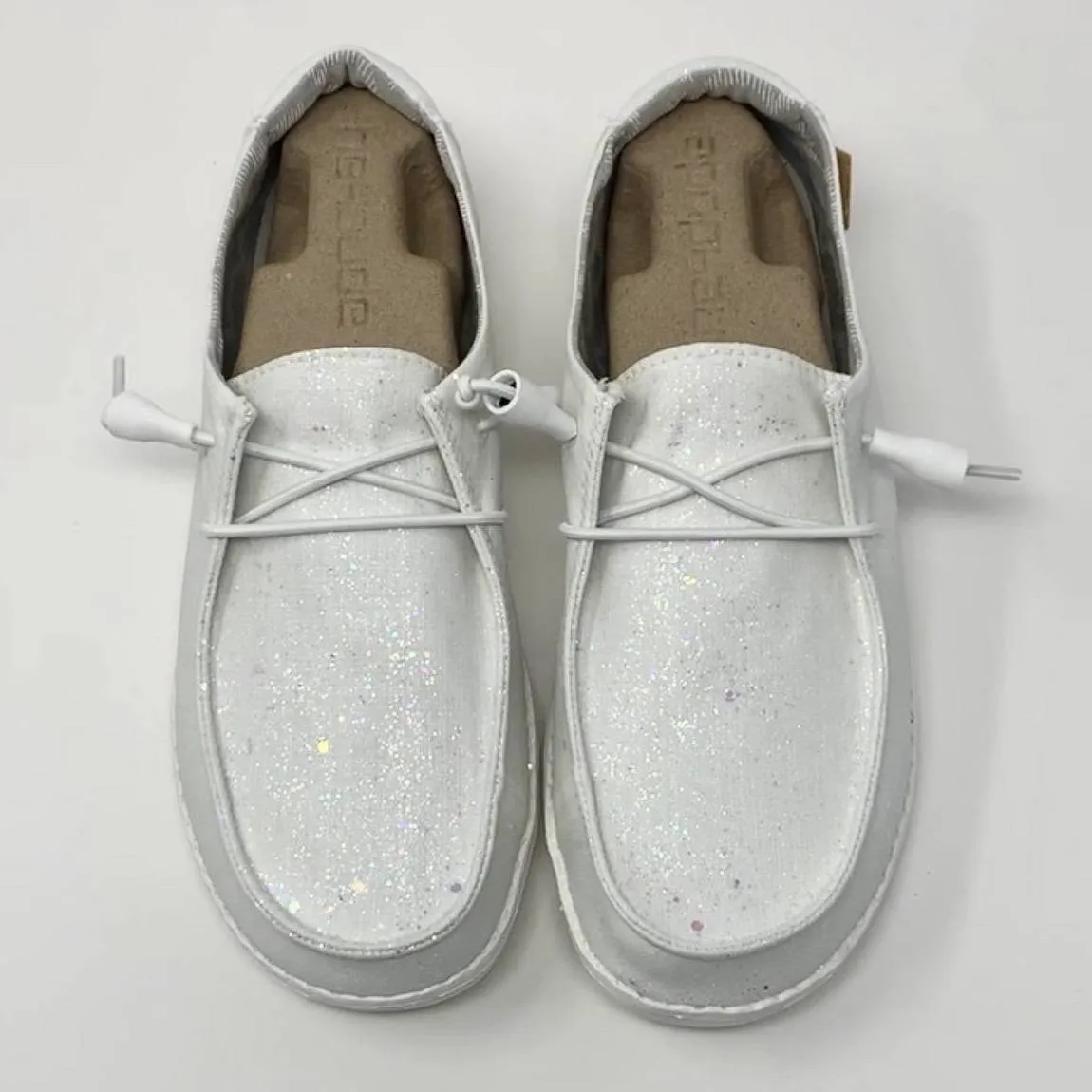 White Crystal Hey Dude Shoes