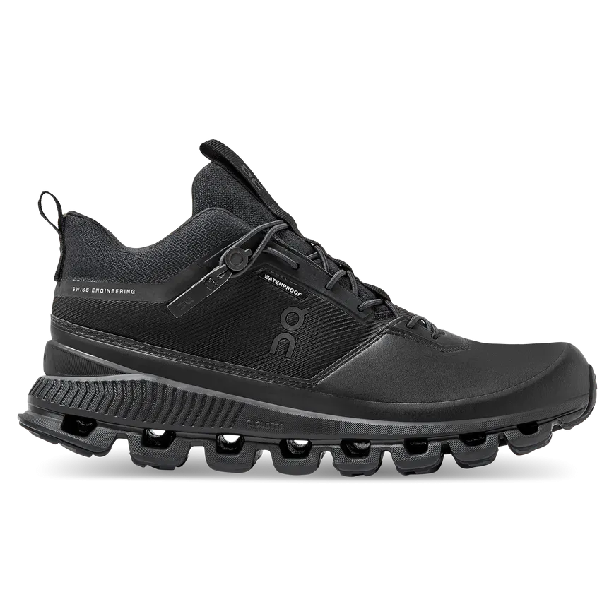 Women's On Cloud Hi Waterproof, All Black, 8.5 B Medium